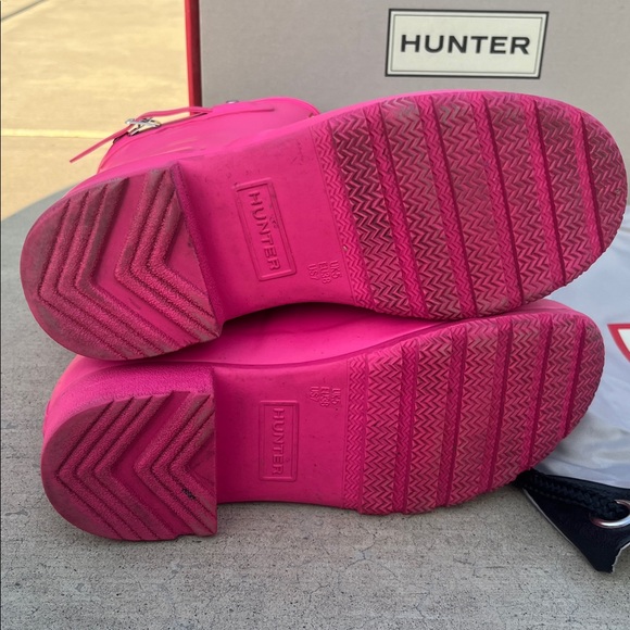 Hunter rain boots Ion matte bright Pink original short 7 silver buckle - Picture 8 of 12